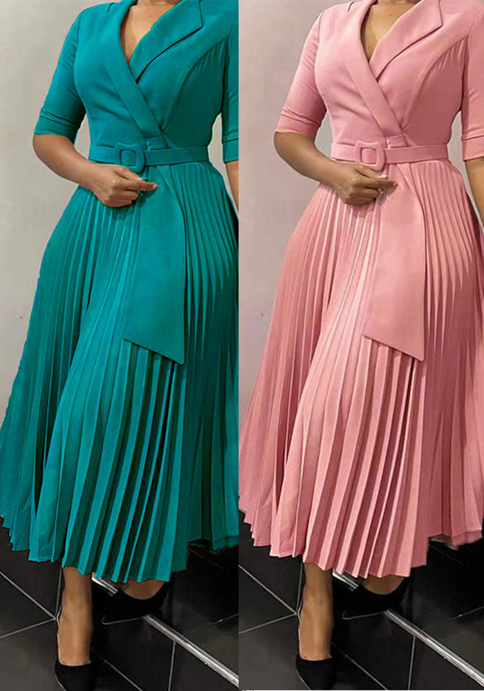 Autumn and winter women's clothing ol fashion Turndown Collar pleated Slim Waist Plus Size African dress