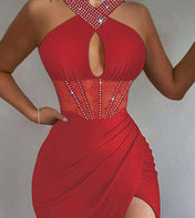 Women sexy cross hollow dress