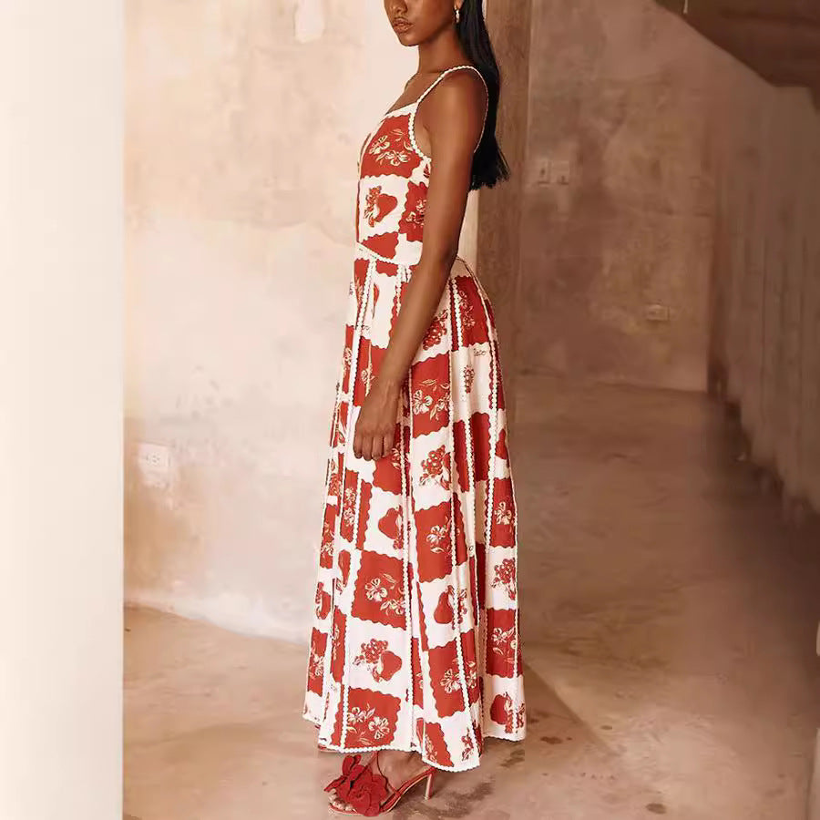 Fashion strap Print A-line dress 5