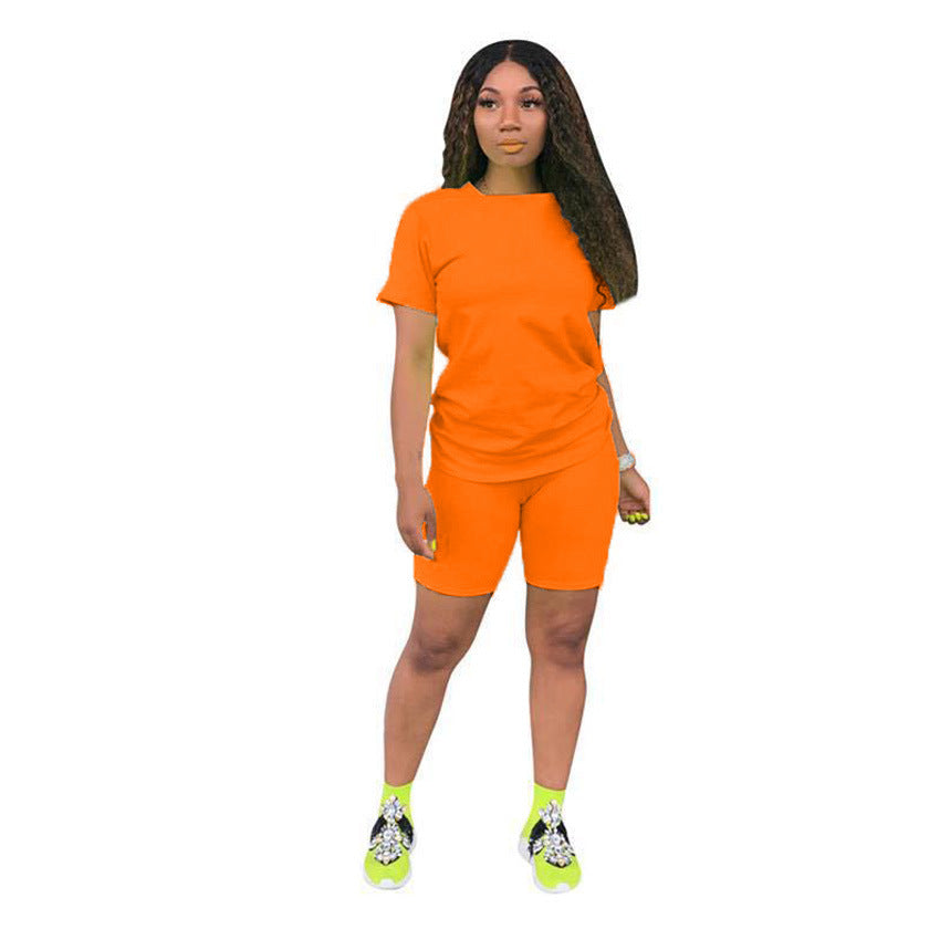 Solid color sports Casual two-piece Shorts Set 52
