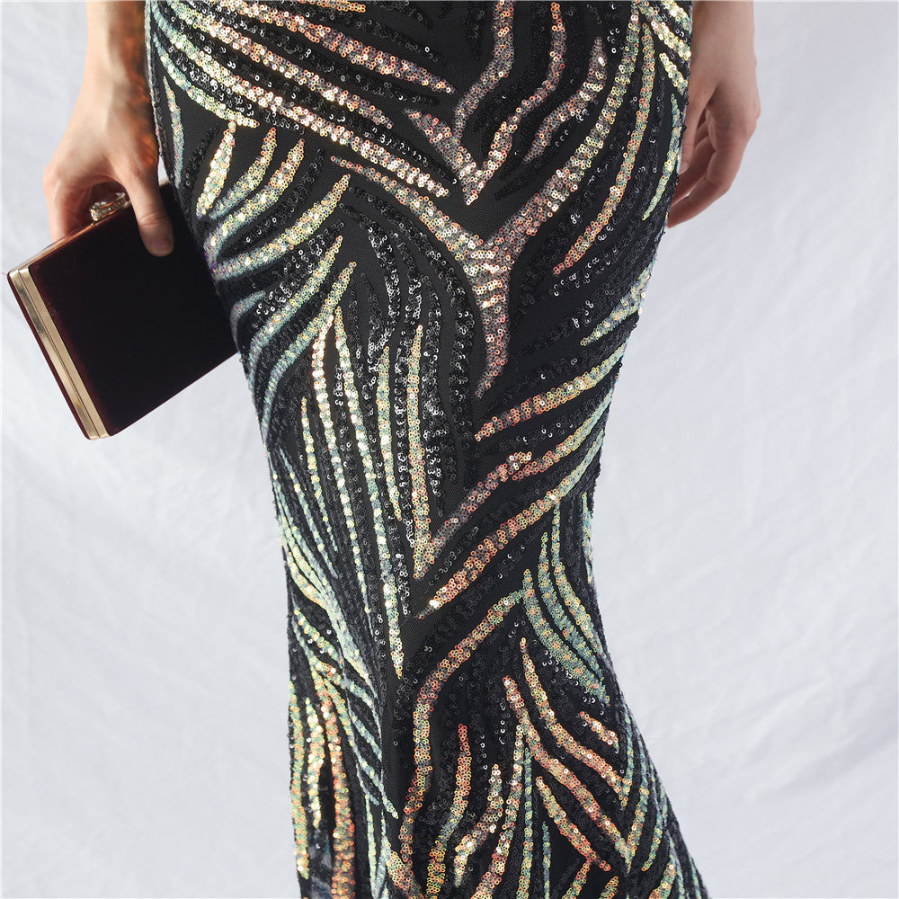 Women Off Shoulder Sequins Evening Dress 48