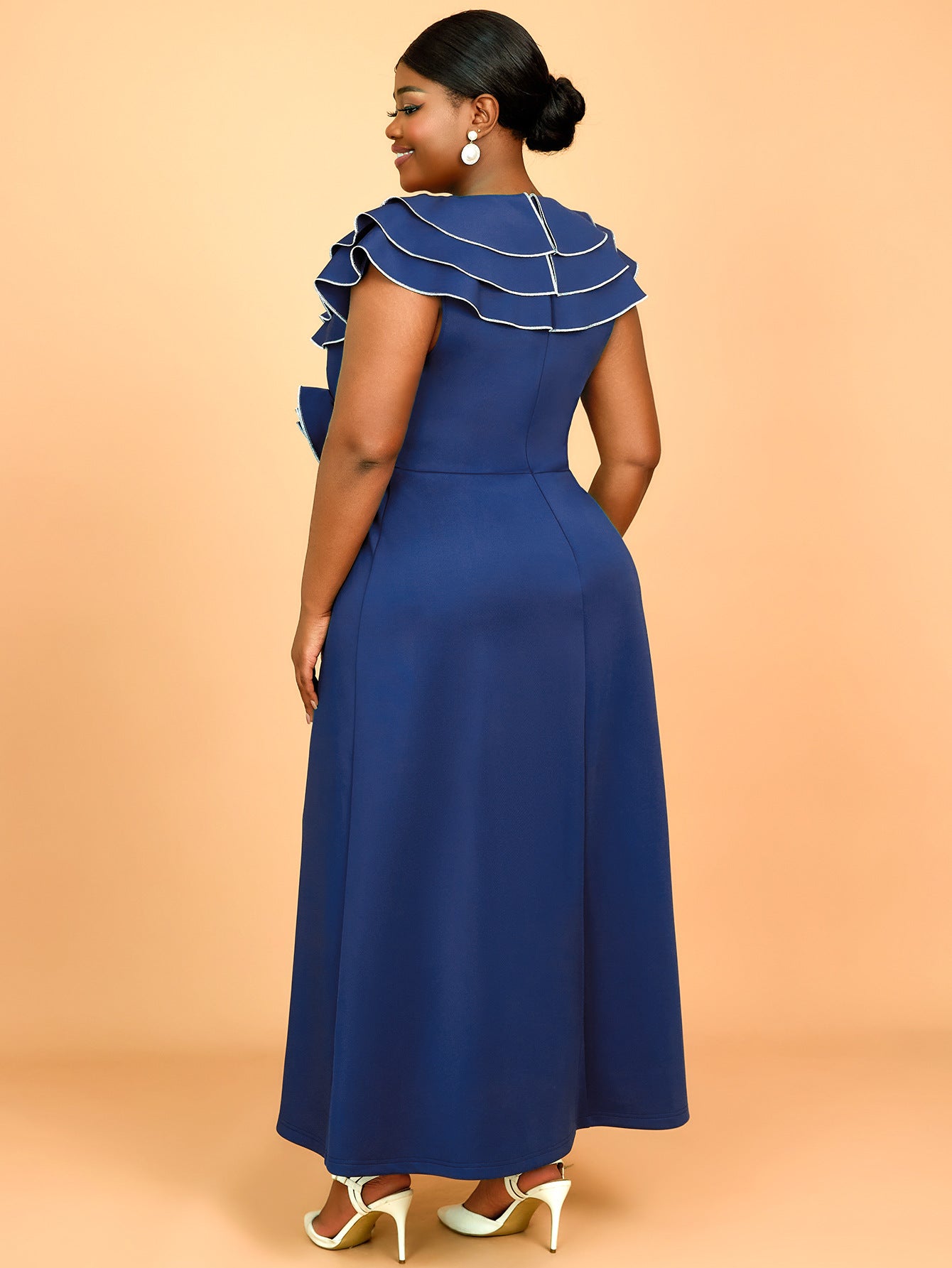 Summer Retro Ruffle Long A-Line Plus Size Party Dress 4