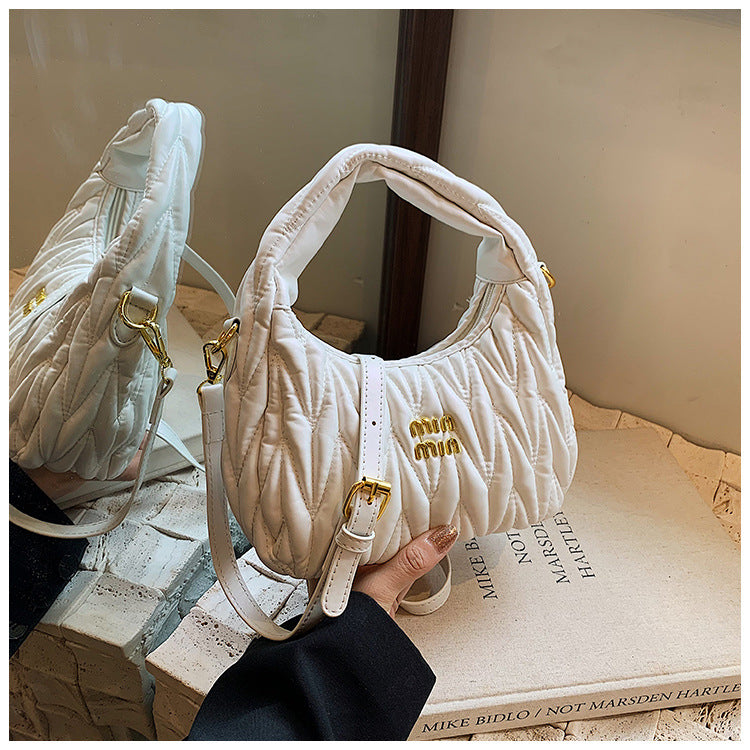 Women pleated cloud bag crossbody handbag single shoulder crescent bag 13