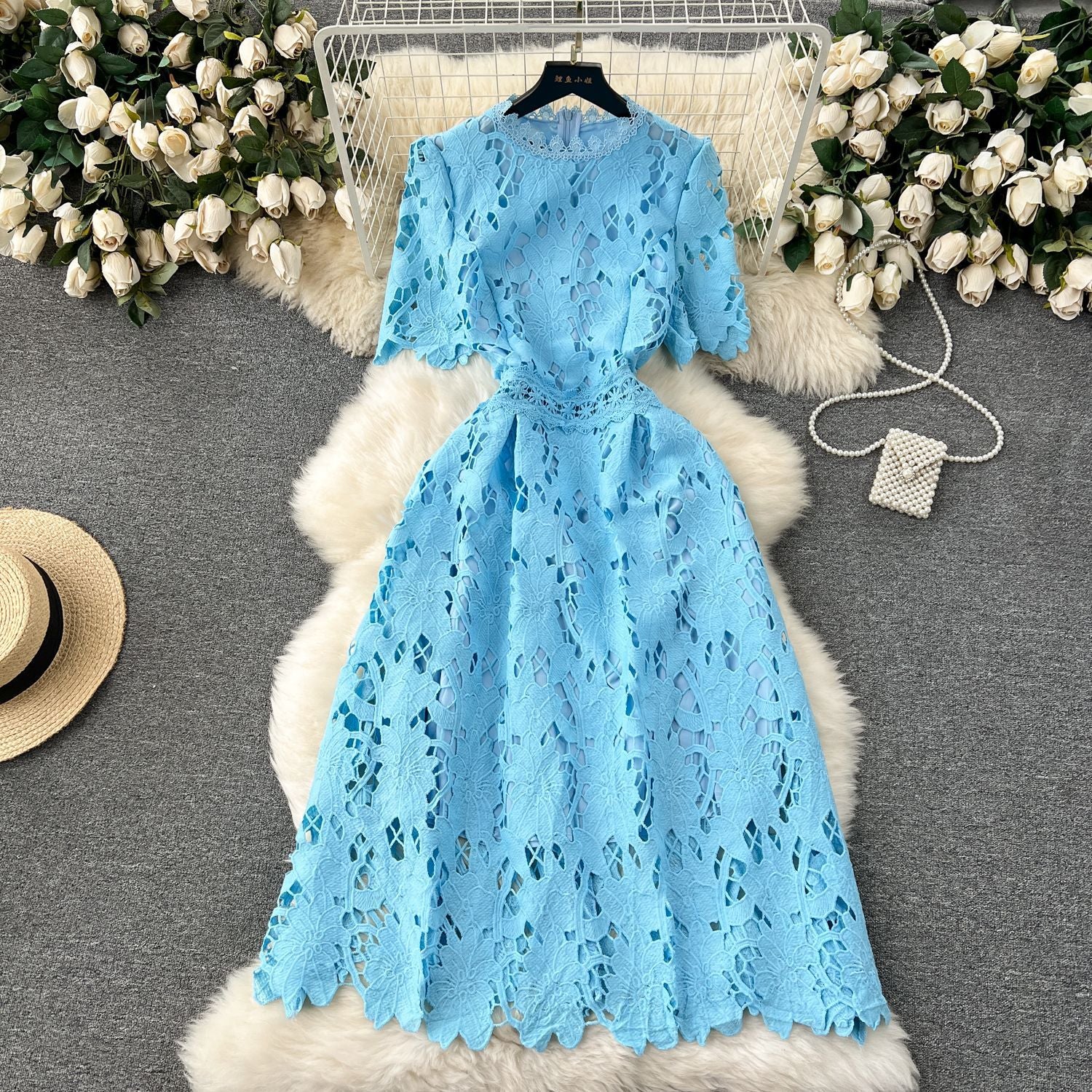 Women Lace Cutout Maxi Holiday Dress 8