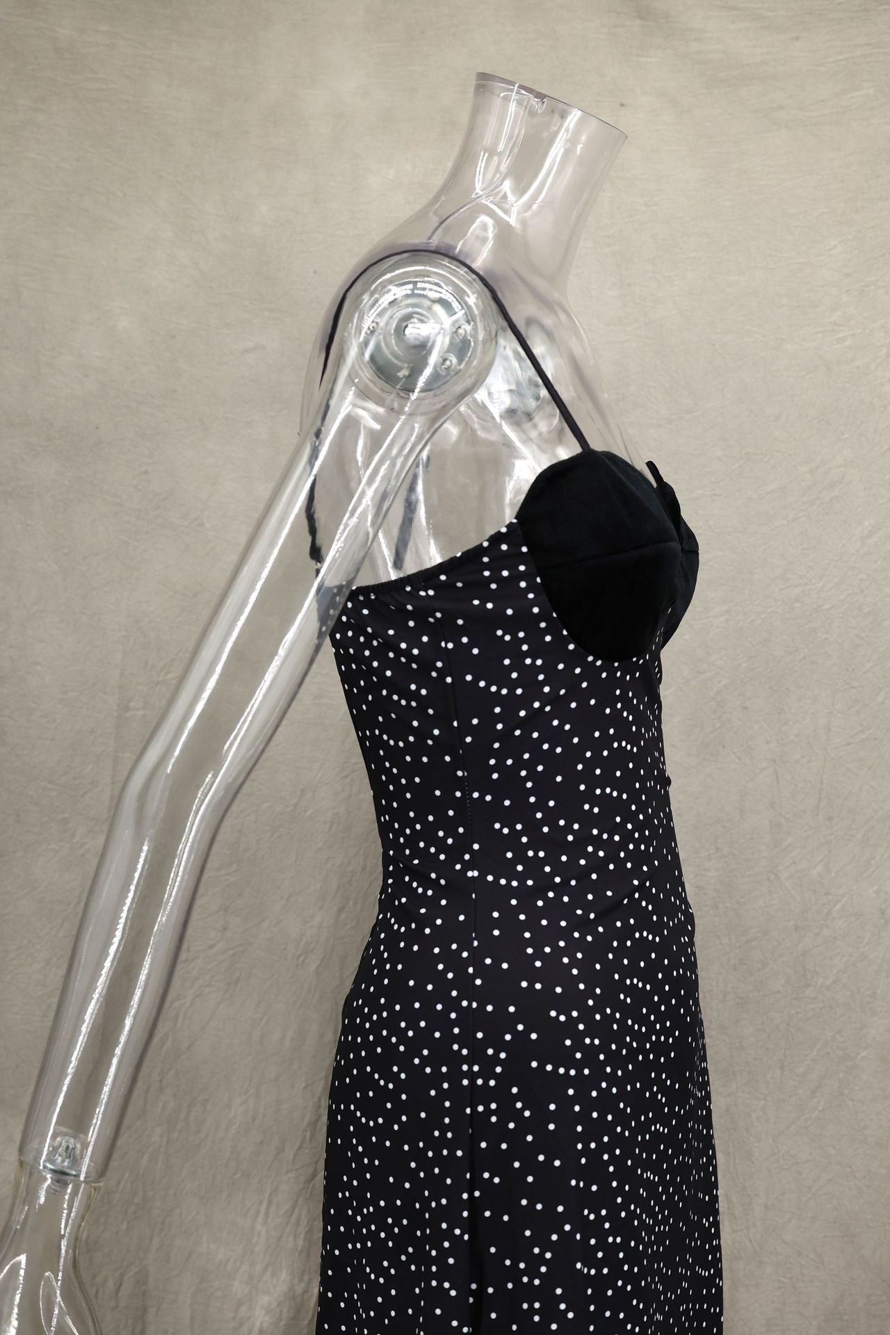 Spring Summer Style Contrast Slim Waist Polka Dot Print Dress 11