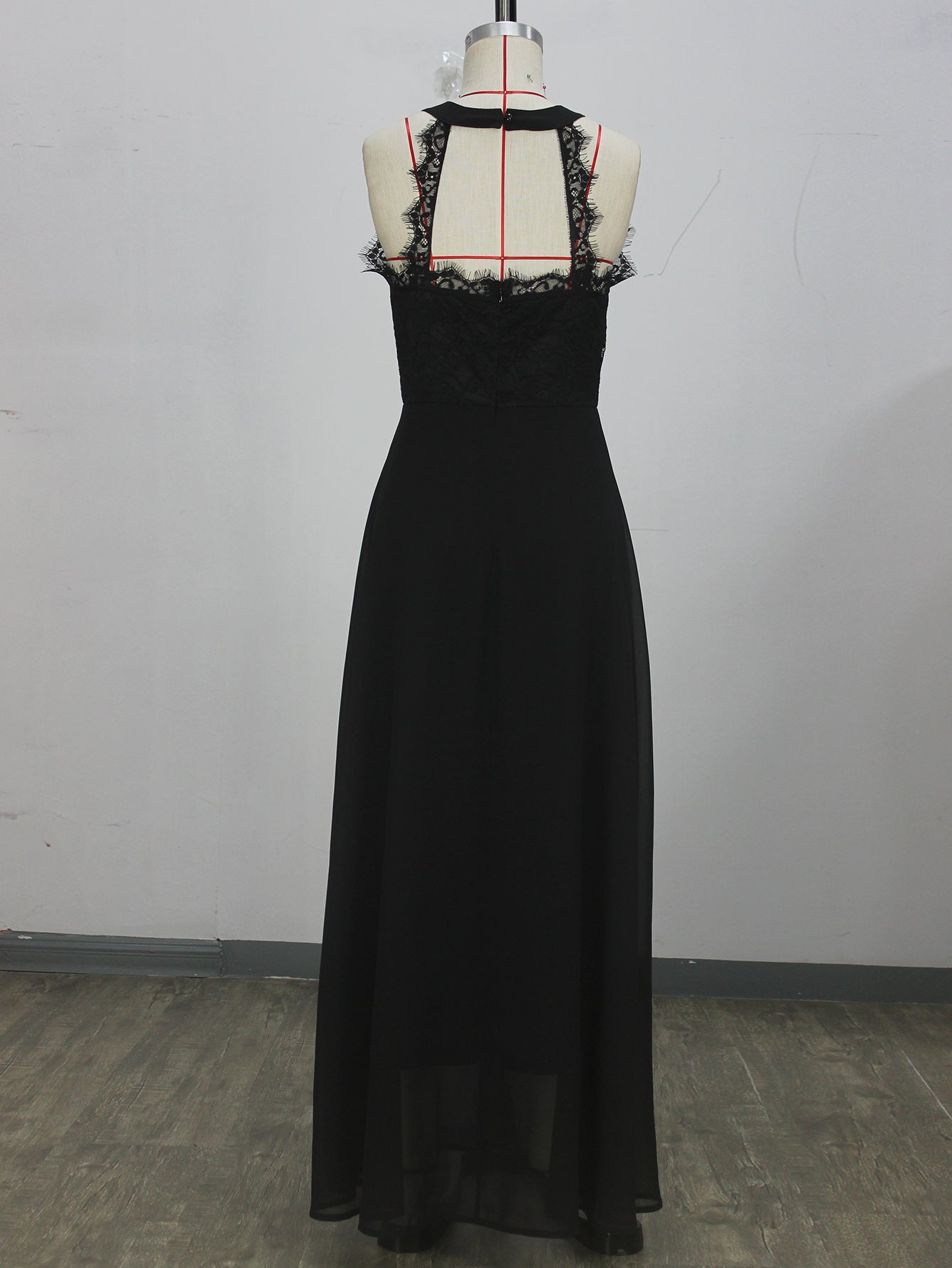 Women spring and summer lace patchwork sleeveless maxi dress 8