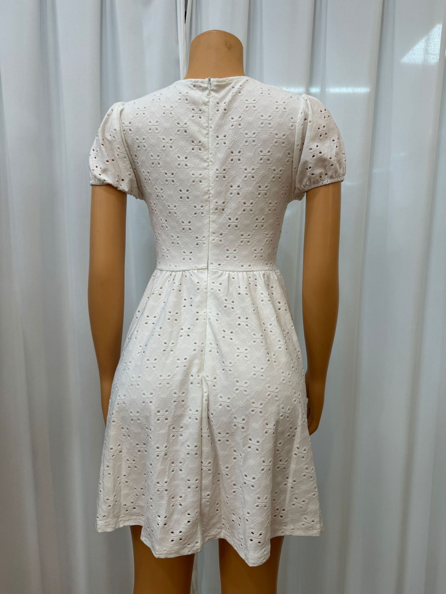 Women's clothing sexy hollow Lace-Up Slim Waist V-neck short-sleeved solid color dress 7