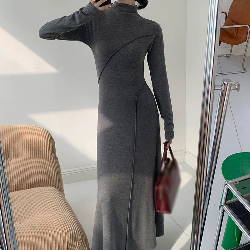Women's Autumn And Winter Irregular Chic Slim Fit Chic Slim Style Basic Long Knitting Dress 5