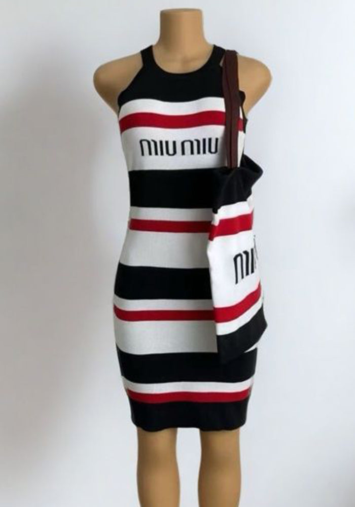 Knitting Autumn Fashion Strappy Bodycon Dress(With Bag）