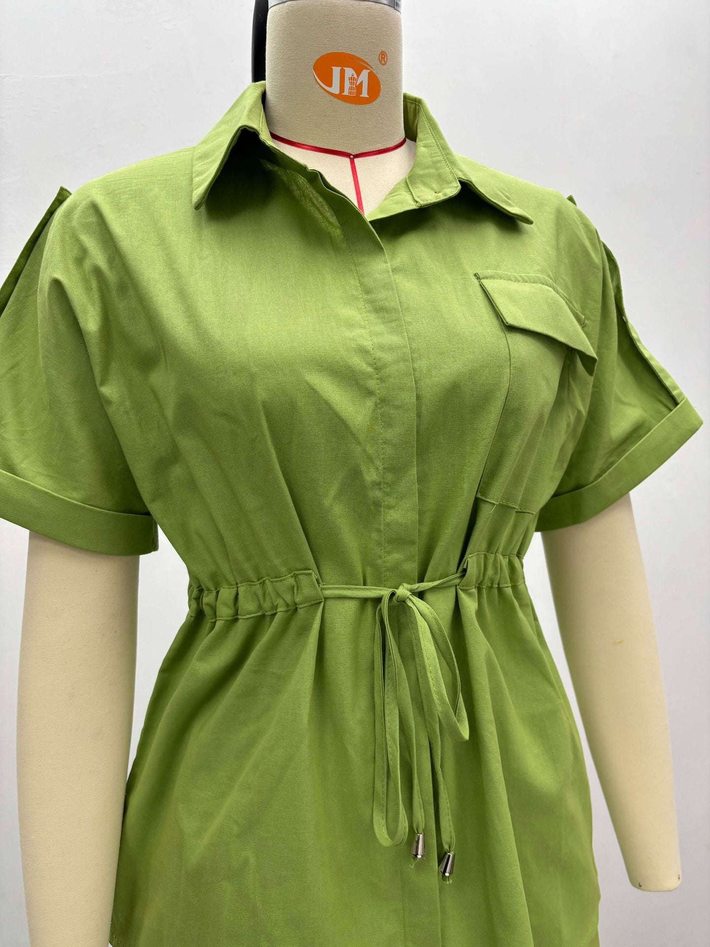 Plus Size Women Casual African Solid Turndown Collar Top and Trousers Two-piece Set 10