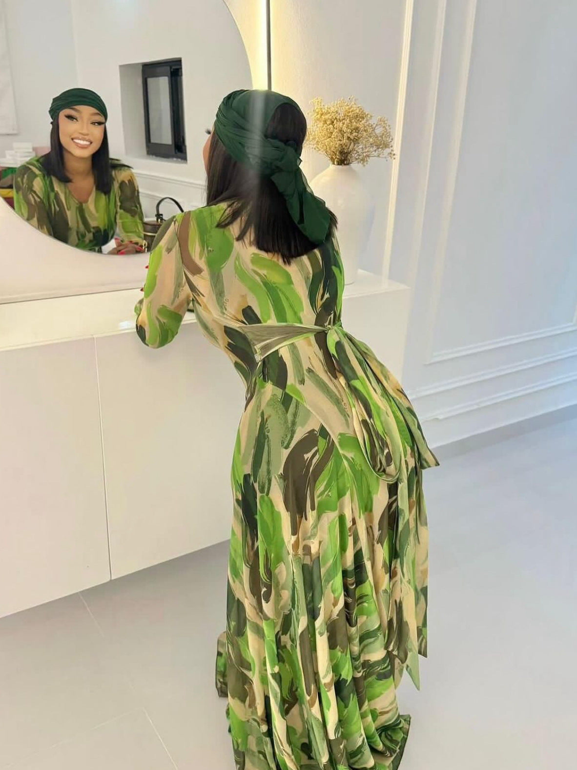 Sweet Mesh Pleated Long Dress Slim Waist Strap Maxi Dress 3