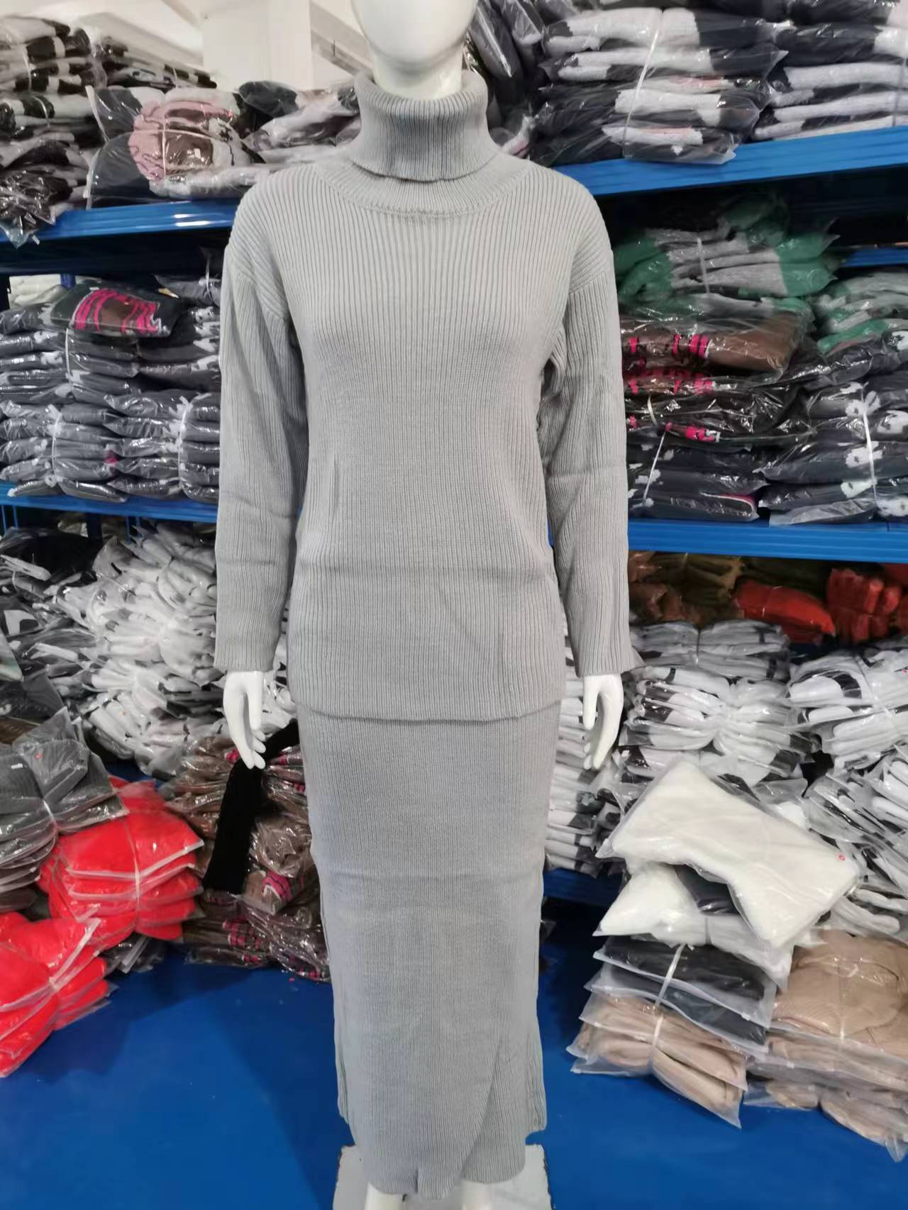 Women turtleneck Loose-Cut sweater and skirt two-piece set 31