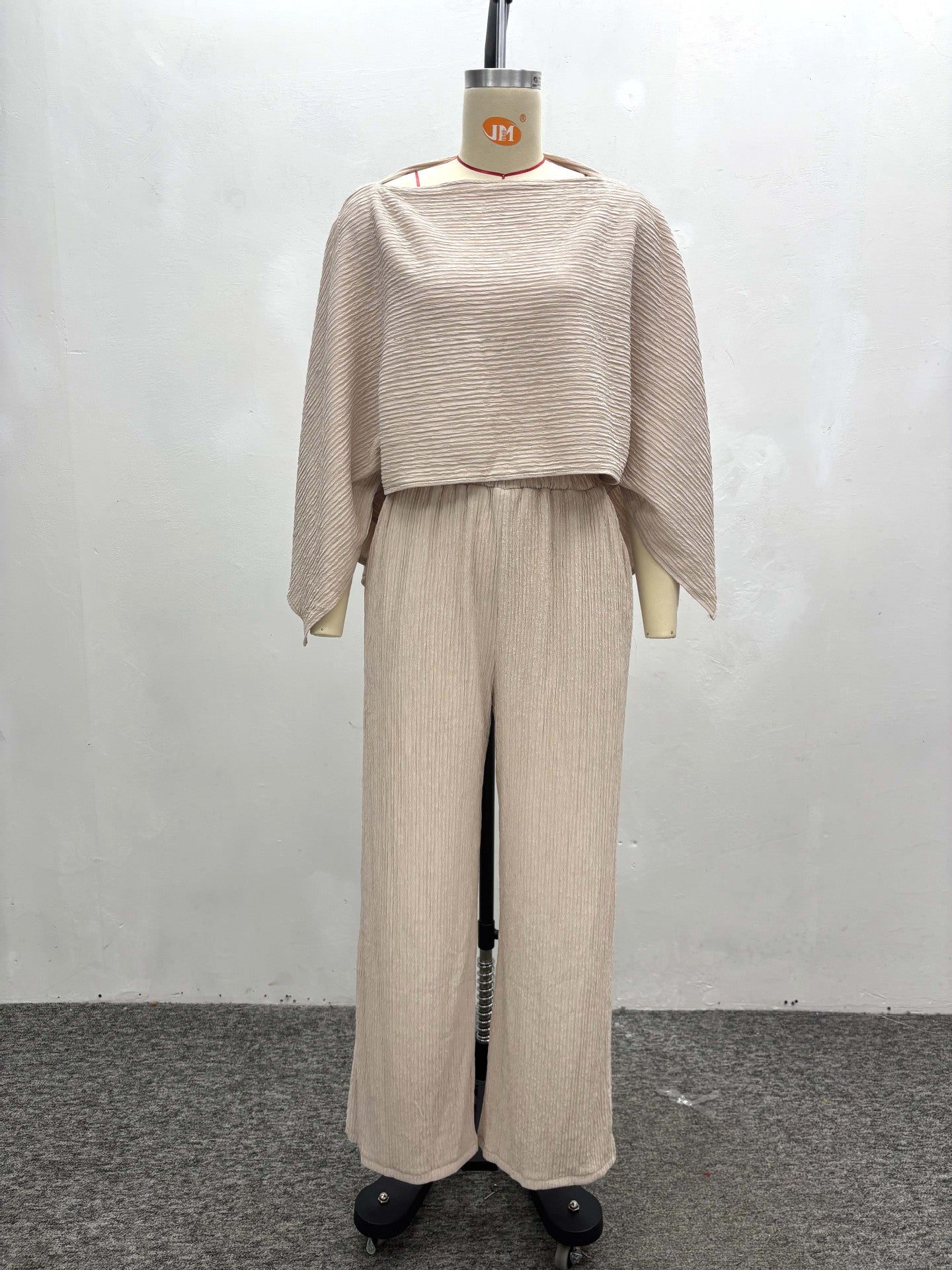 Women's Pleated Slash Shoulder Top and Pants Africa Chic Set 11