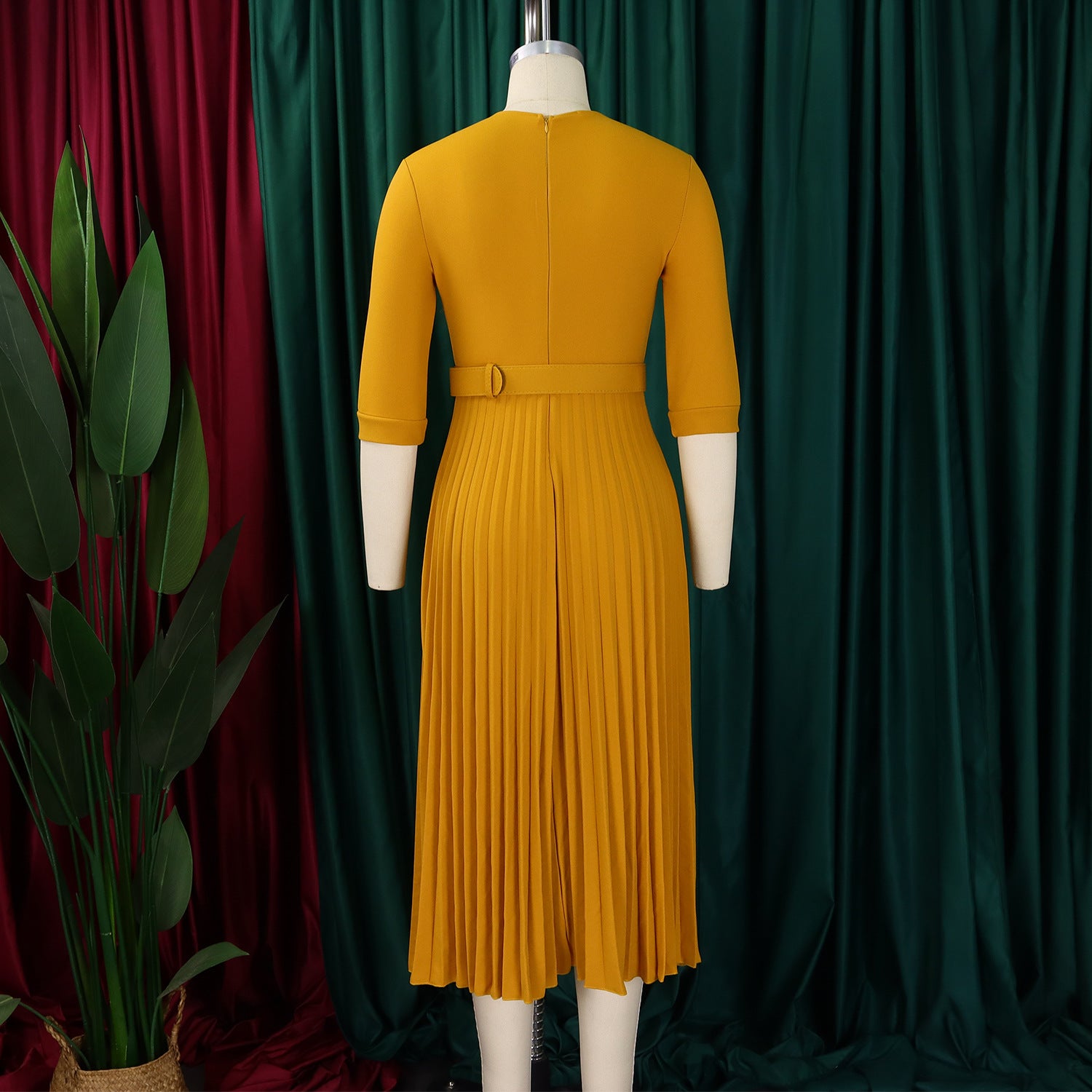 Autumn and winter women's clothing ol fashion Turndown Collar pleated Slim Waist Plus Size African dress 25