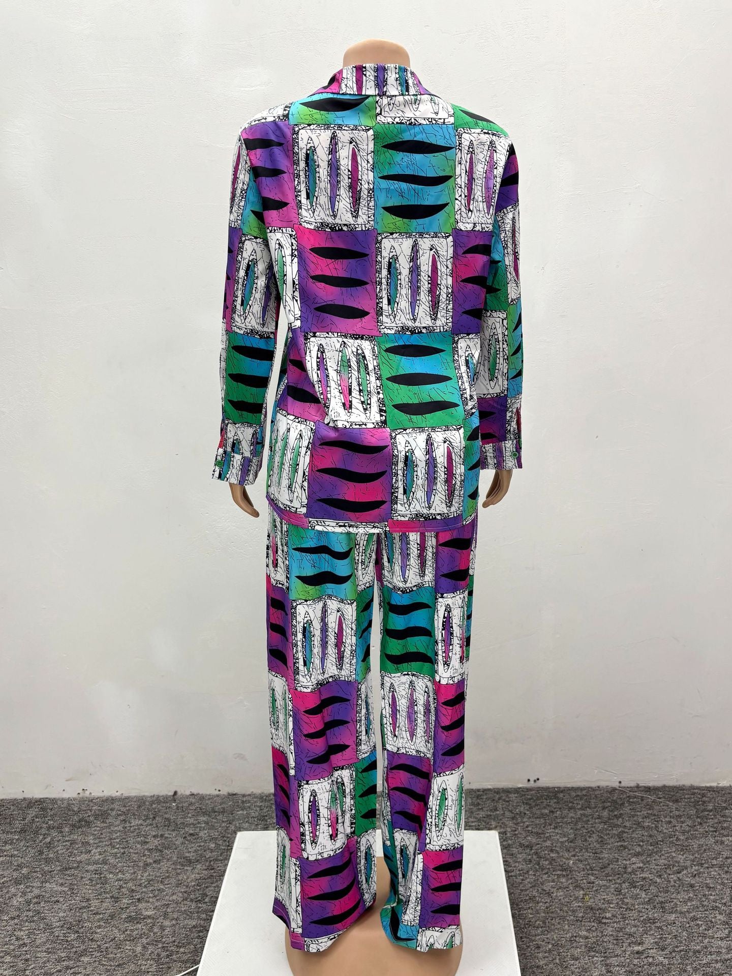 Women Africa Casual Print Long Sleeve Shirt and Pants Two-Piece Set 6