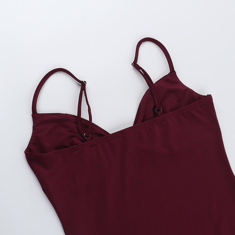 Strap Chic V-neck Holidays Slit Ruffle Dress 17