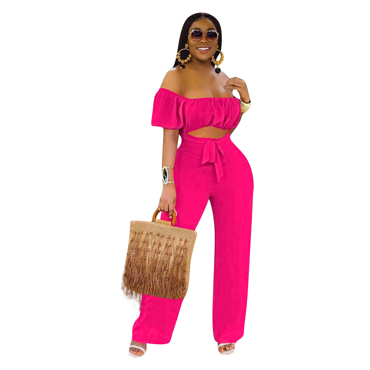 Sexy Solid Low-Back Off-Shoulder Jumpsuit 6