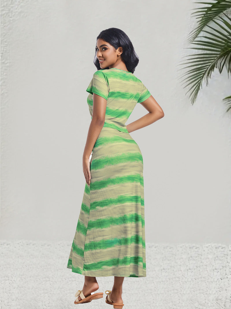 Elegant Holiday Casual Short-Sleeve Top & Pencil Skirt Set 6