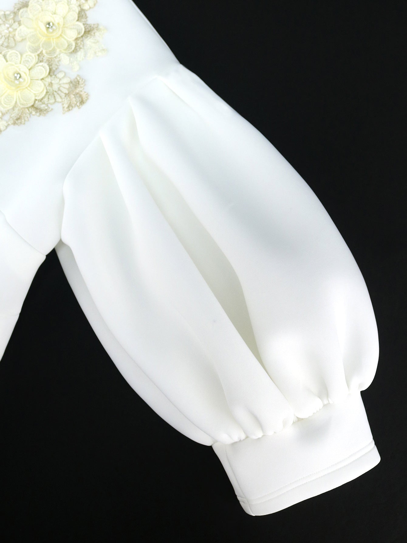 Plus Size Women Balloon Sleeves Turndown Collar Embroidered Top 16