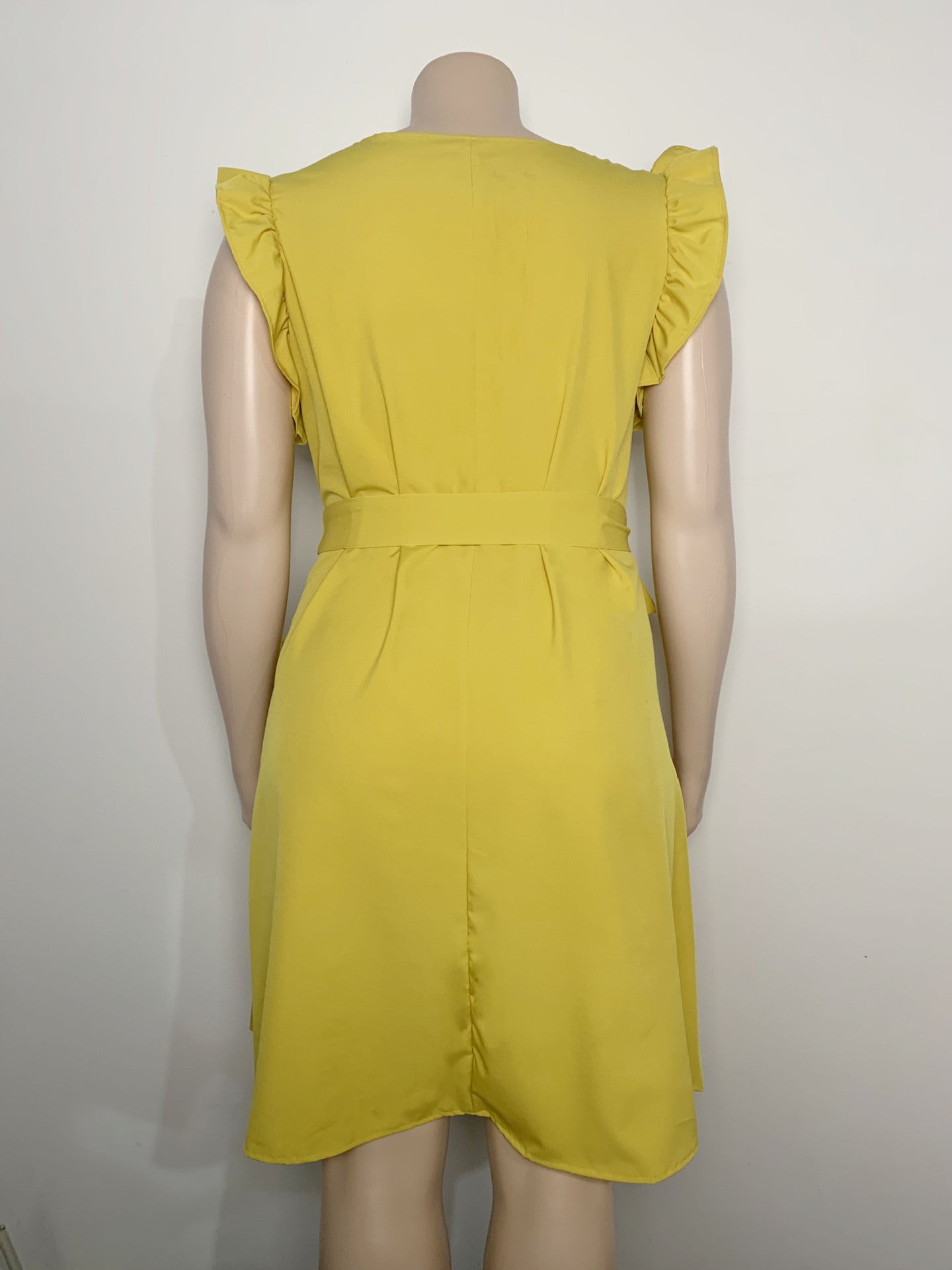 Plus Size Women Solid Pleated Casual Dress 4