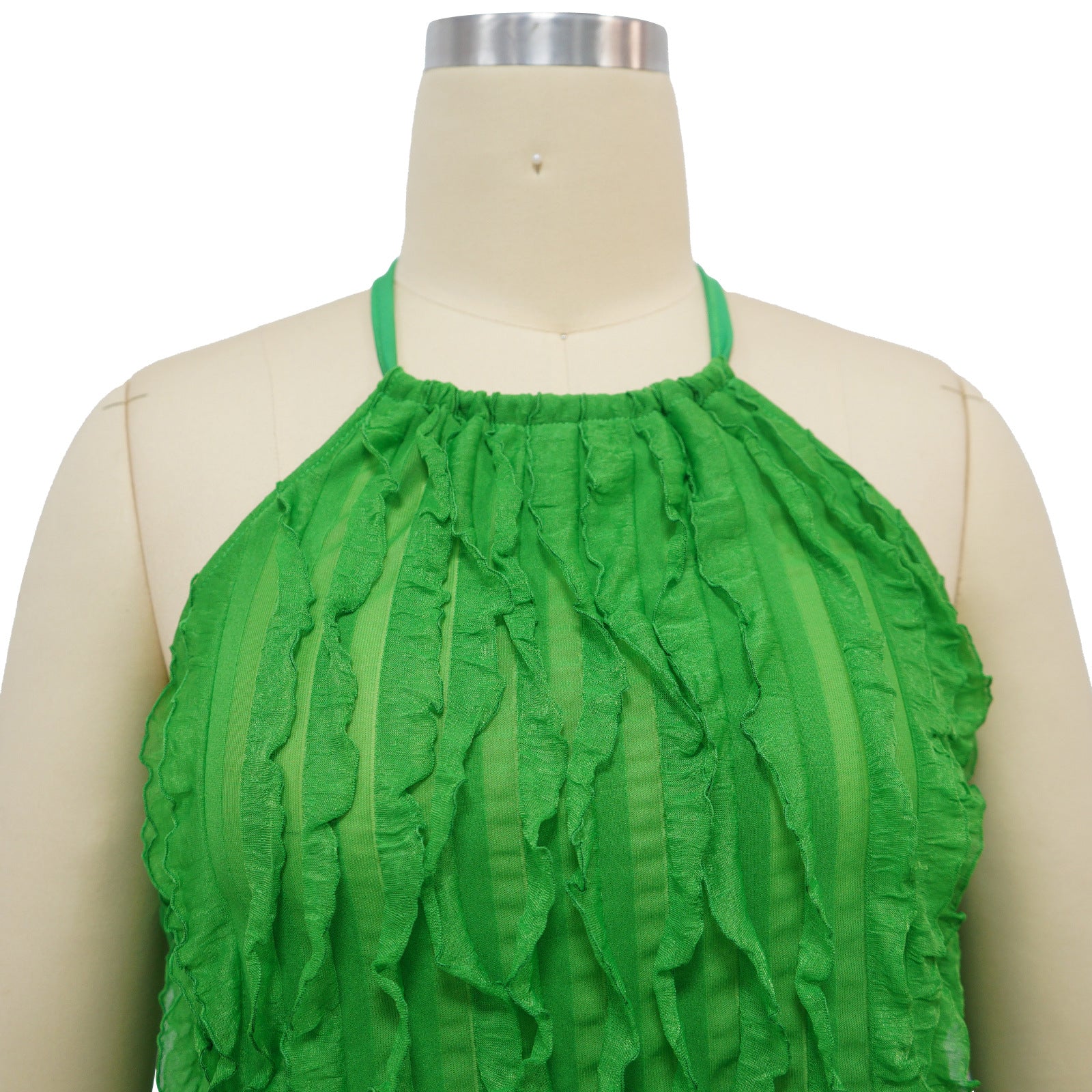 Summer Sexy Halter Neck Low Back Sleeveless Ruffle Women Two Piece Pants Set 12