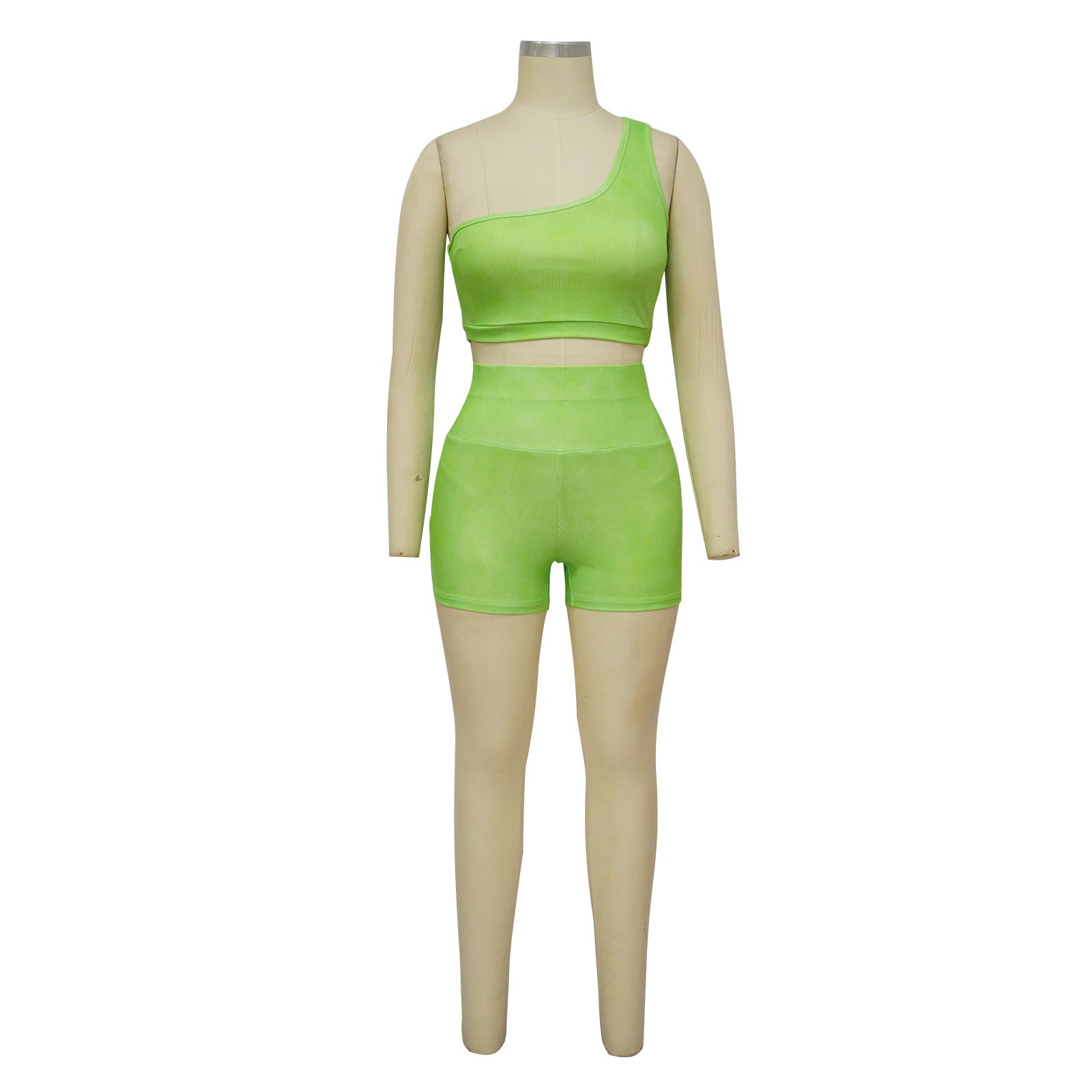 Slash Shoulder Sleeveless High-Rise Shorts Casual Tracksuit 21