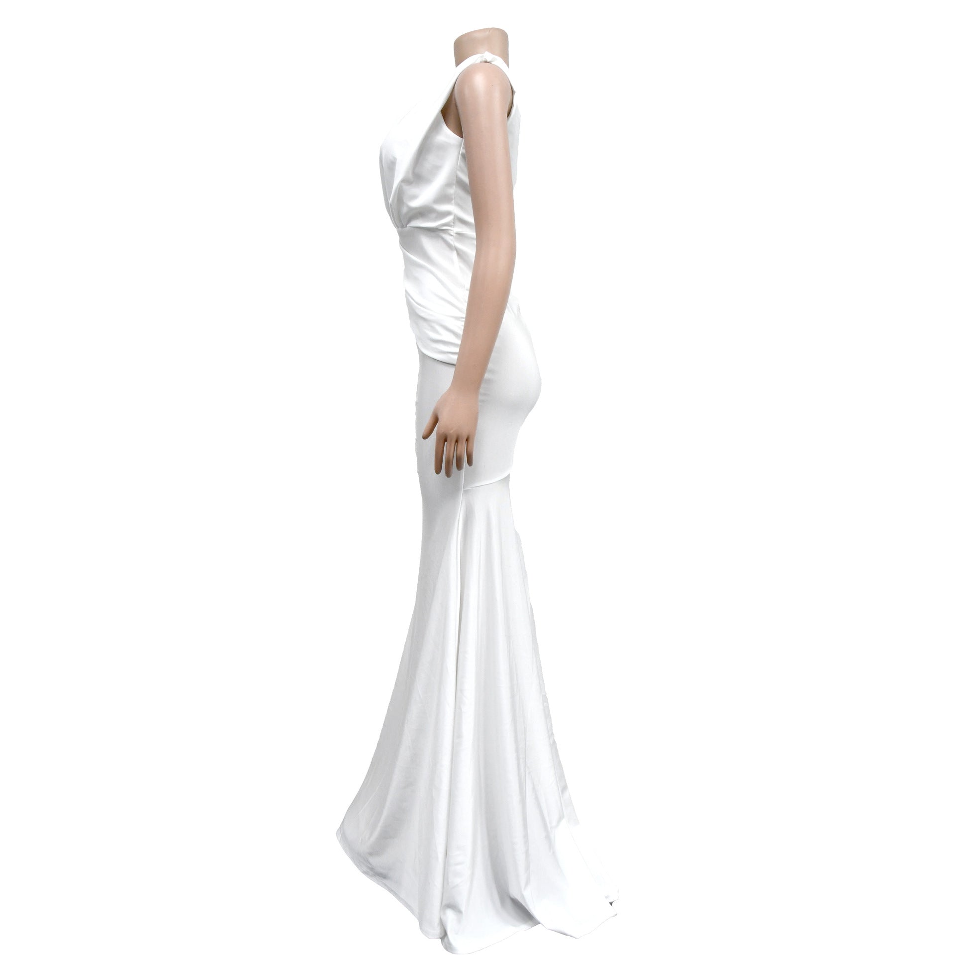 Women Solid V-Neck Sleeveless Pleated Maxi Dress 32