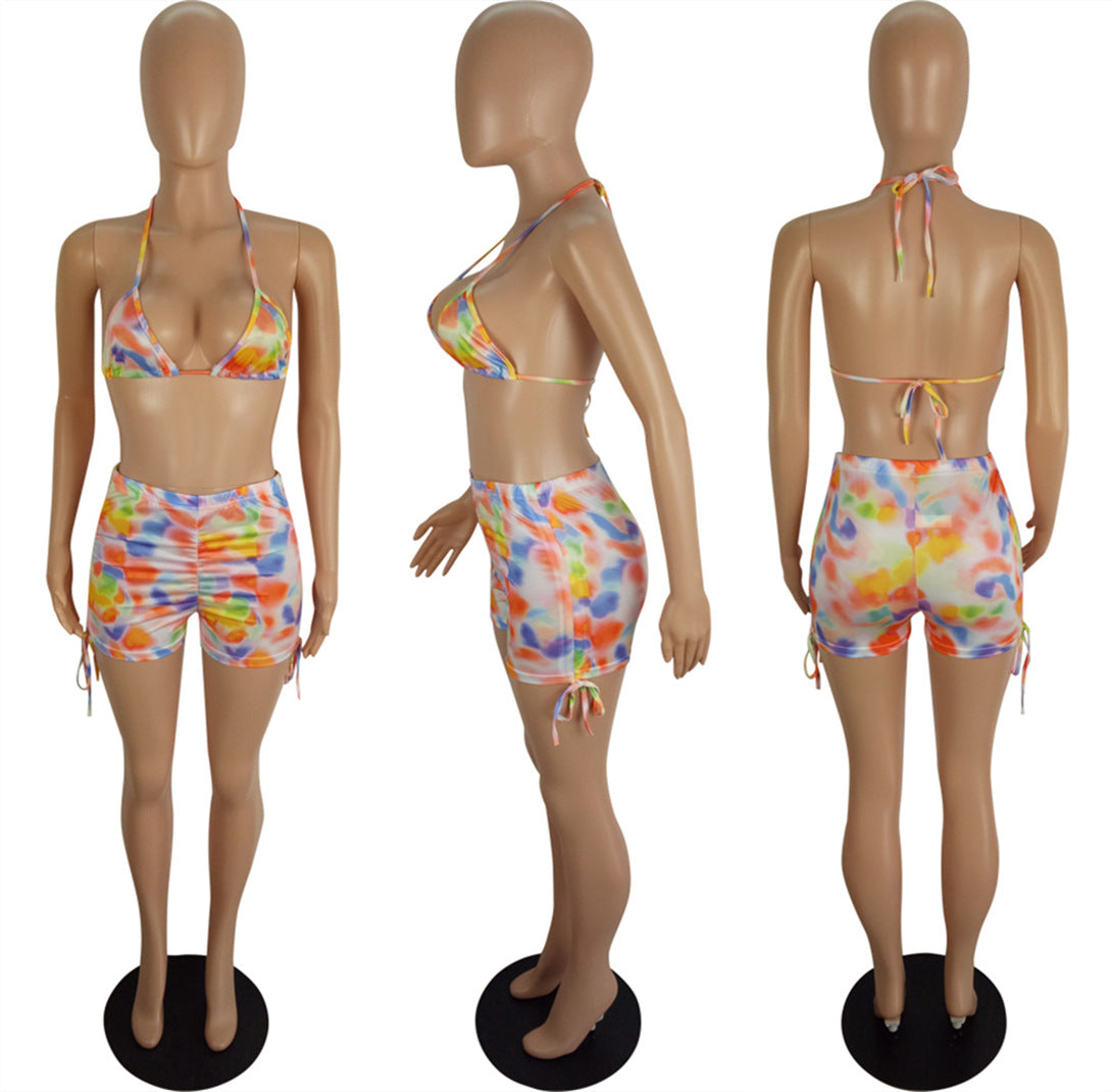 Spring And Summer Women's Sexy Multi-Color Printed Two-Piece Shorts Set 35