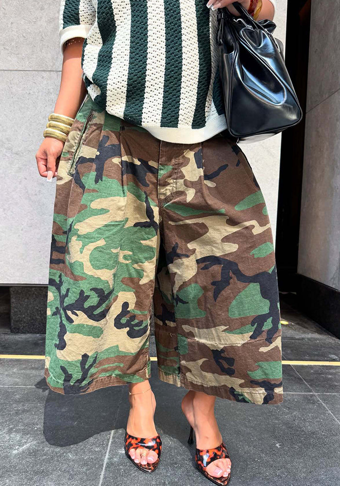 Women's Street Trendy Fashion Casual Camouflage Cargo Style Loose Wide-Leg Pants