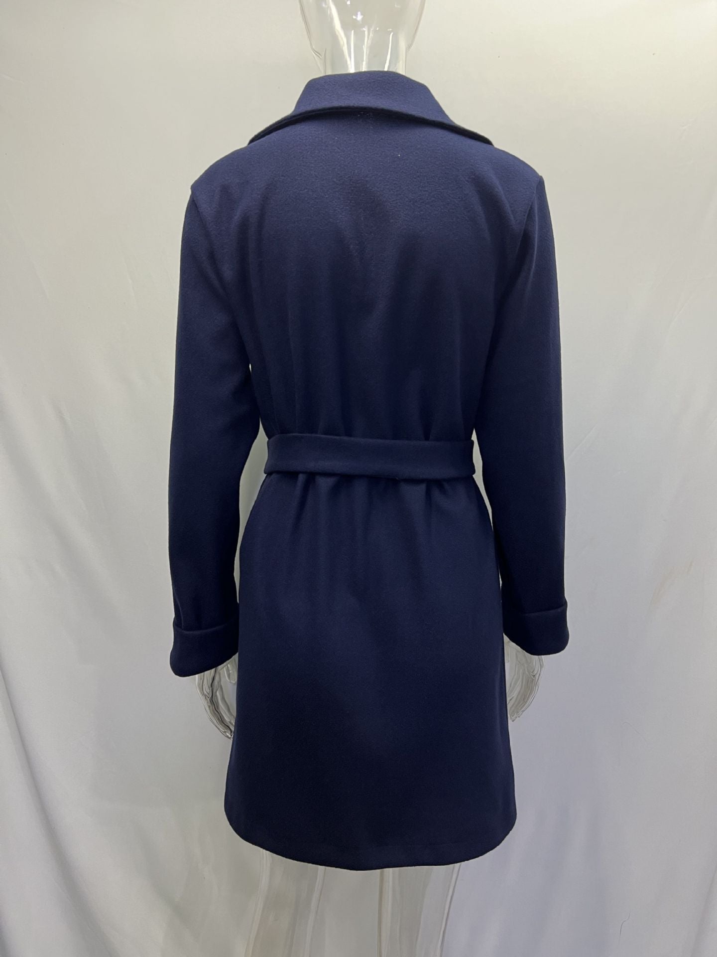 Women Belt Turndown Collar Coat 23