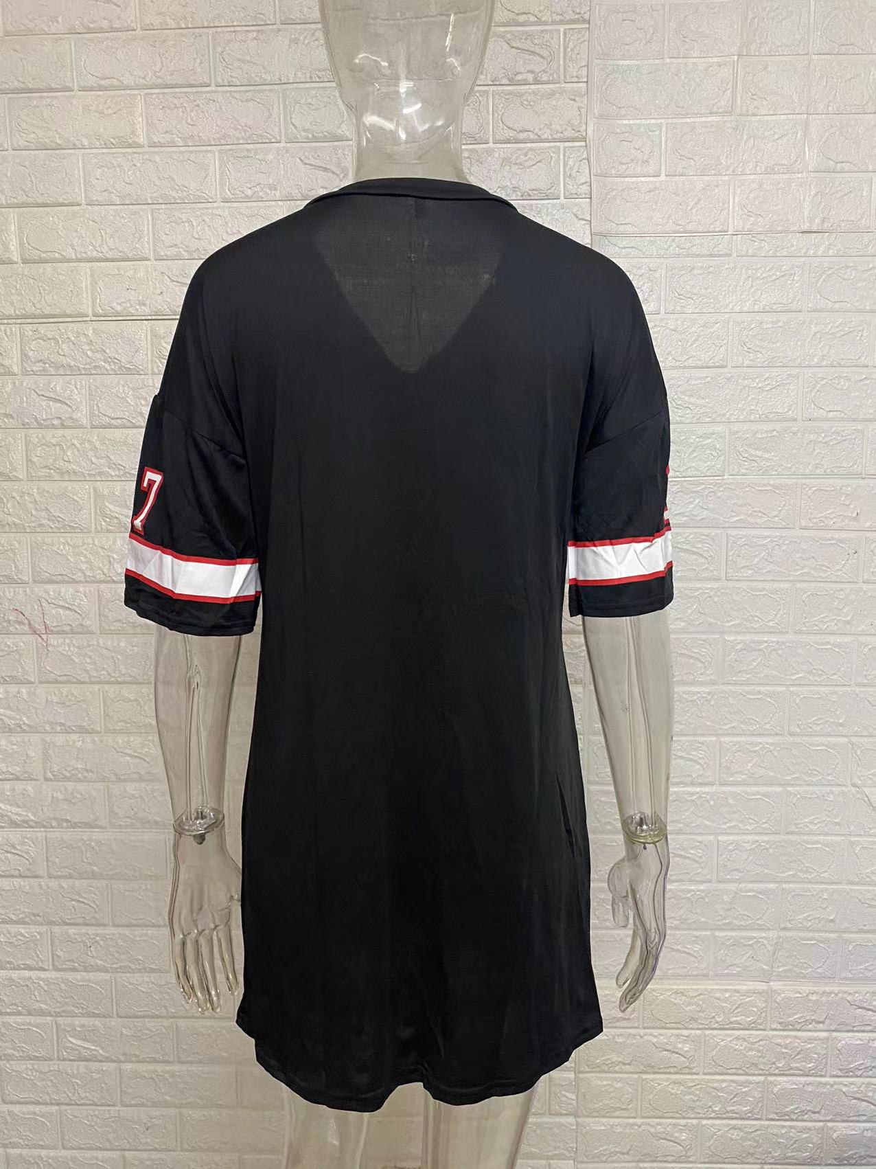 Women Casual Loose V-neck Split Dress 13