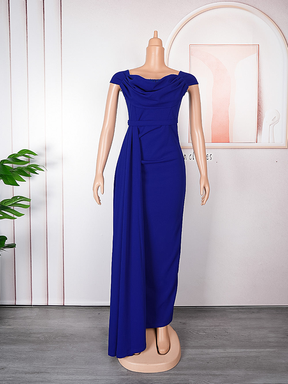 African Women's Plus Size Solid Color Long Dress 8