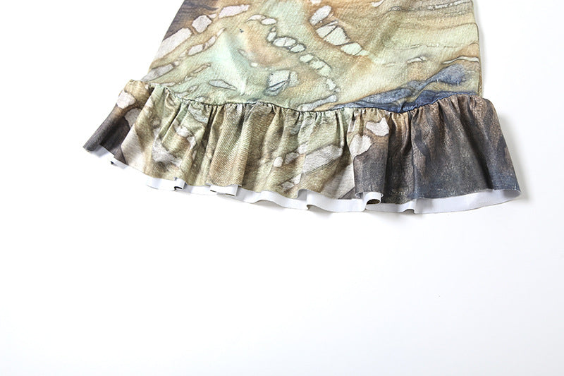 Summer Women sexy print backless strapless top and skirt two-piece suit 16