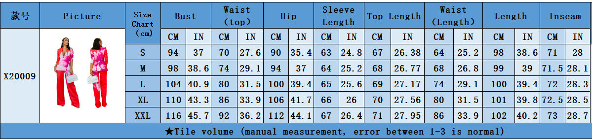 Women Printed Blazer and Pants Two Piece Set 5