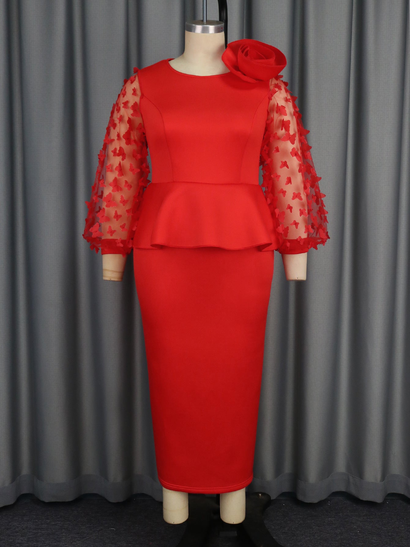 Women lantern sleeve ruffle party formal party dresses 11