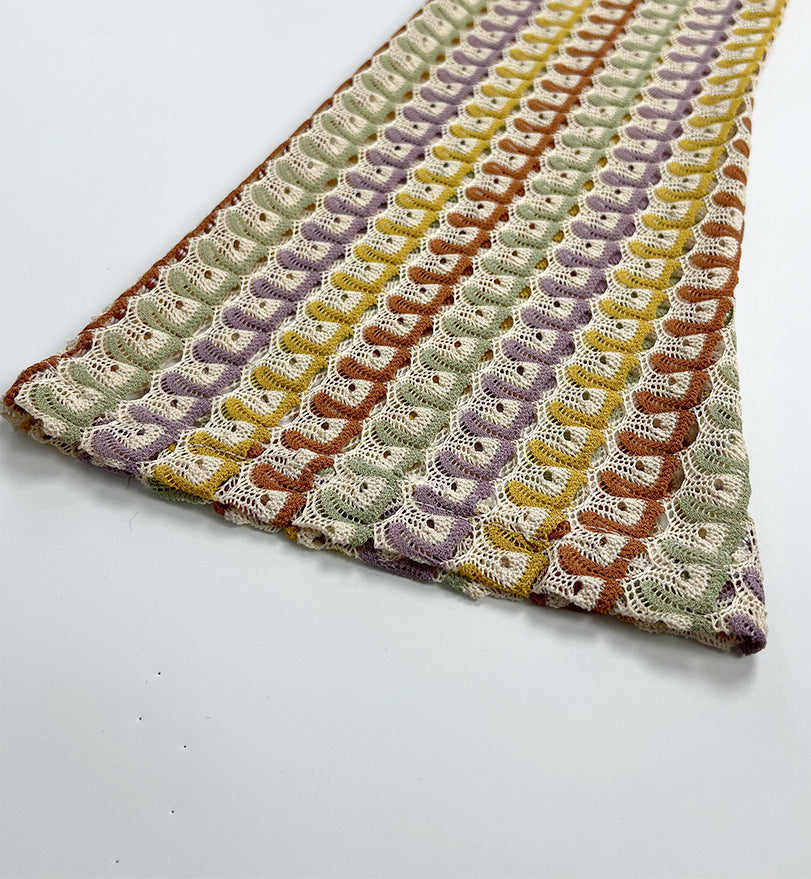 Women Contrast Color Lace Hollow Slit Maxi Dress 32