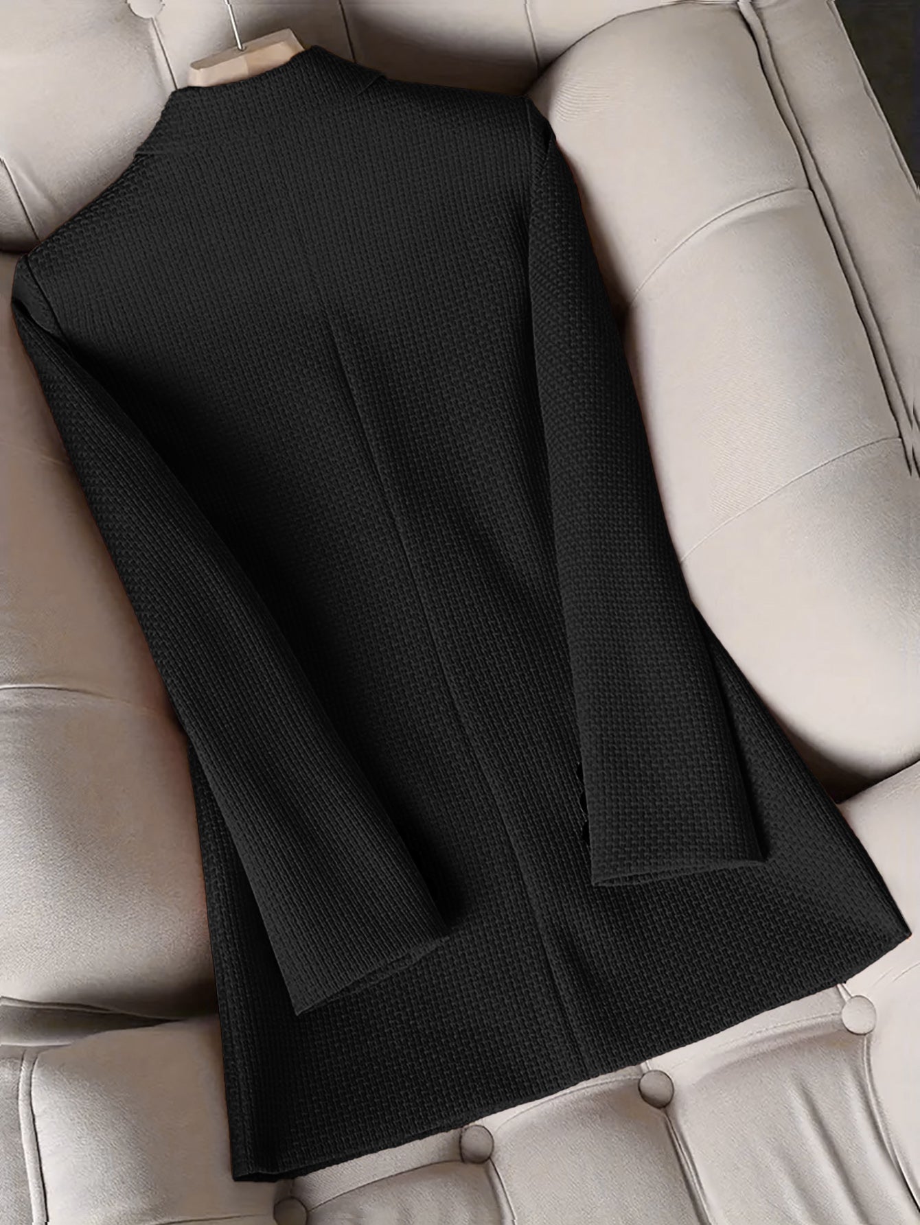 Women Turndown Collar Retro Elegant Career Button Blazer 19