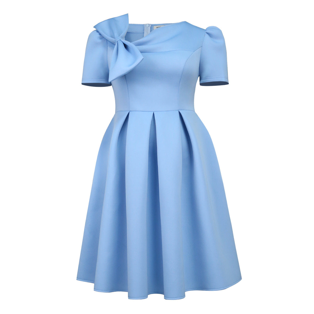 Plus Size Women Slash Shoulder Bow Dress 6
