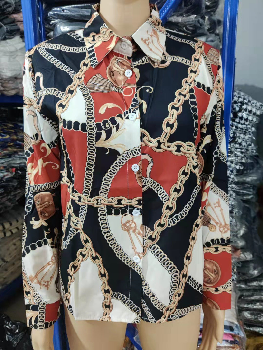 Women long-sleeved elegant printed shirt 34