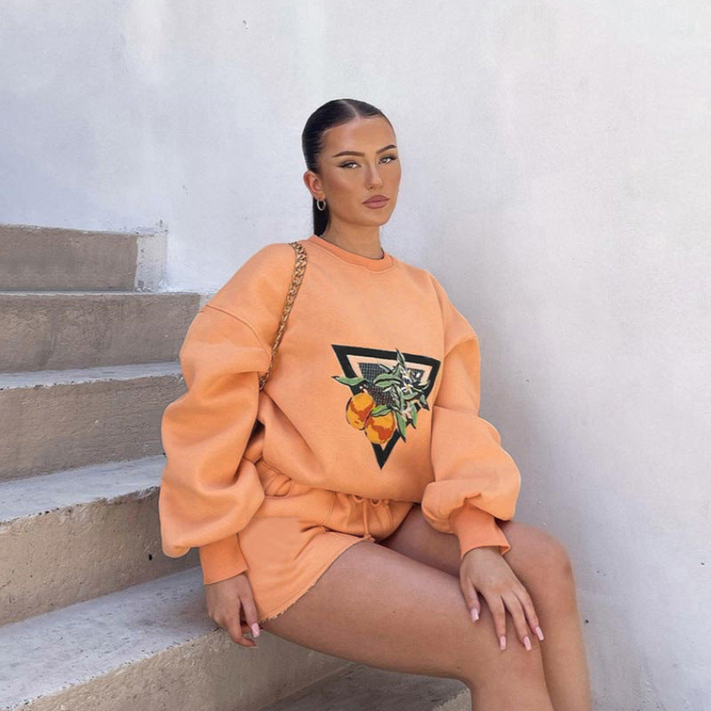 Autumn women's loose fashionable and casual two-piece shorts set