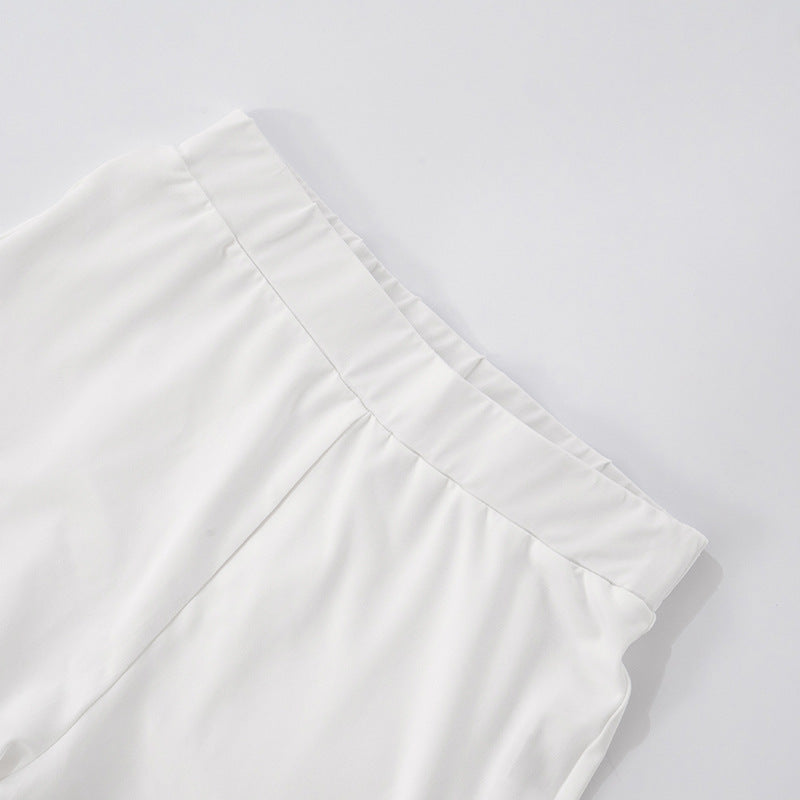 Women's Spring-Summer See-Through Mesh One-Sleeve Slim Tight Two-Piece Shorts Set 22