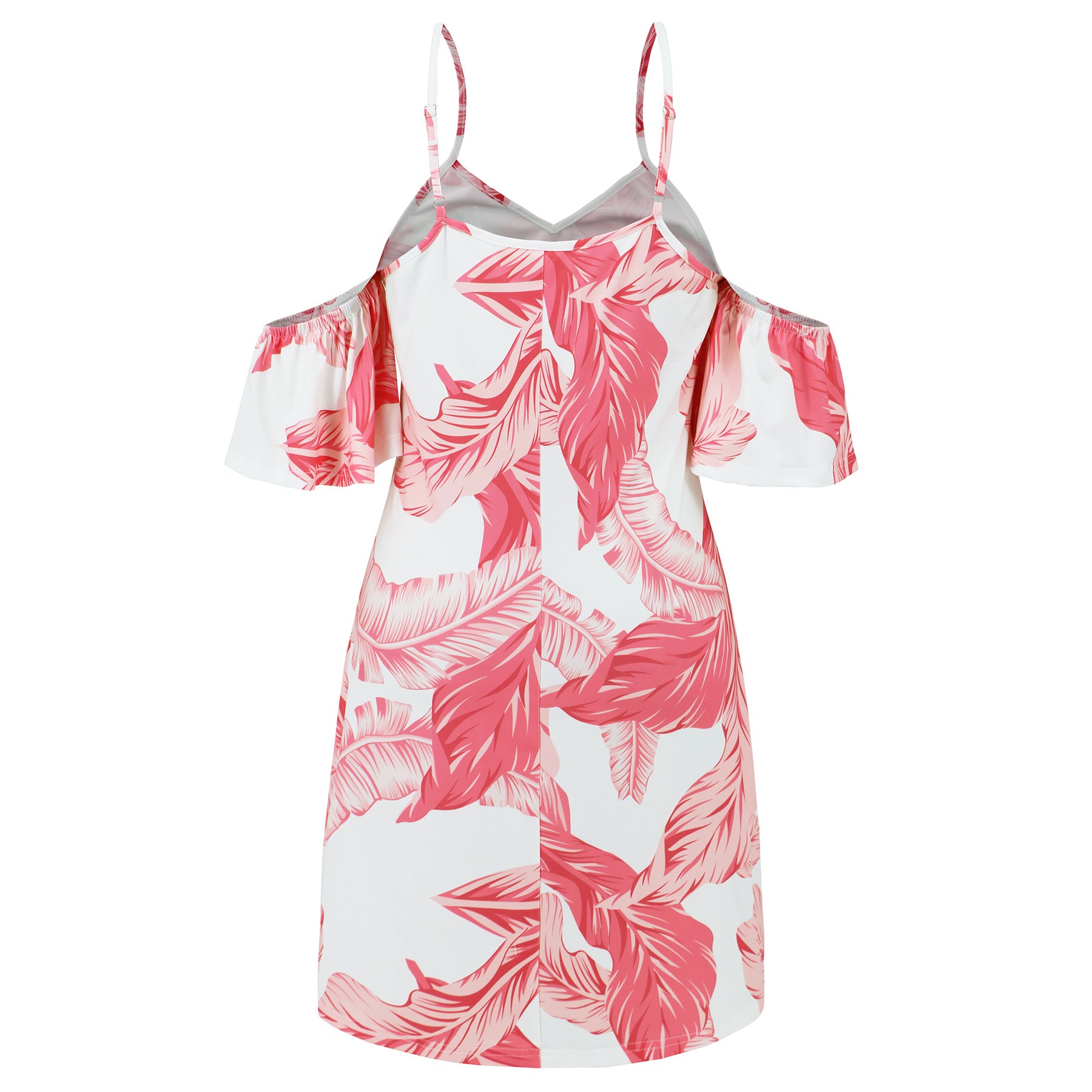 Summer Fashion Sexy Strap Ruffle Sleeve V-Neck Print Chic Dress 11