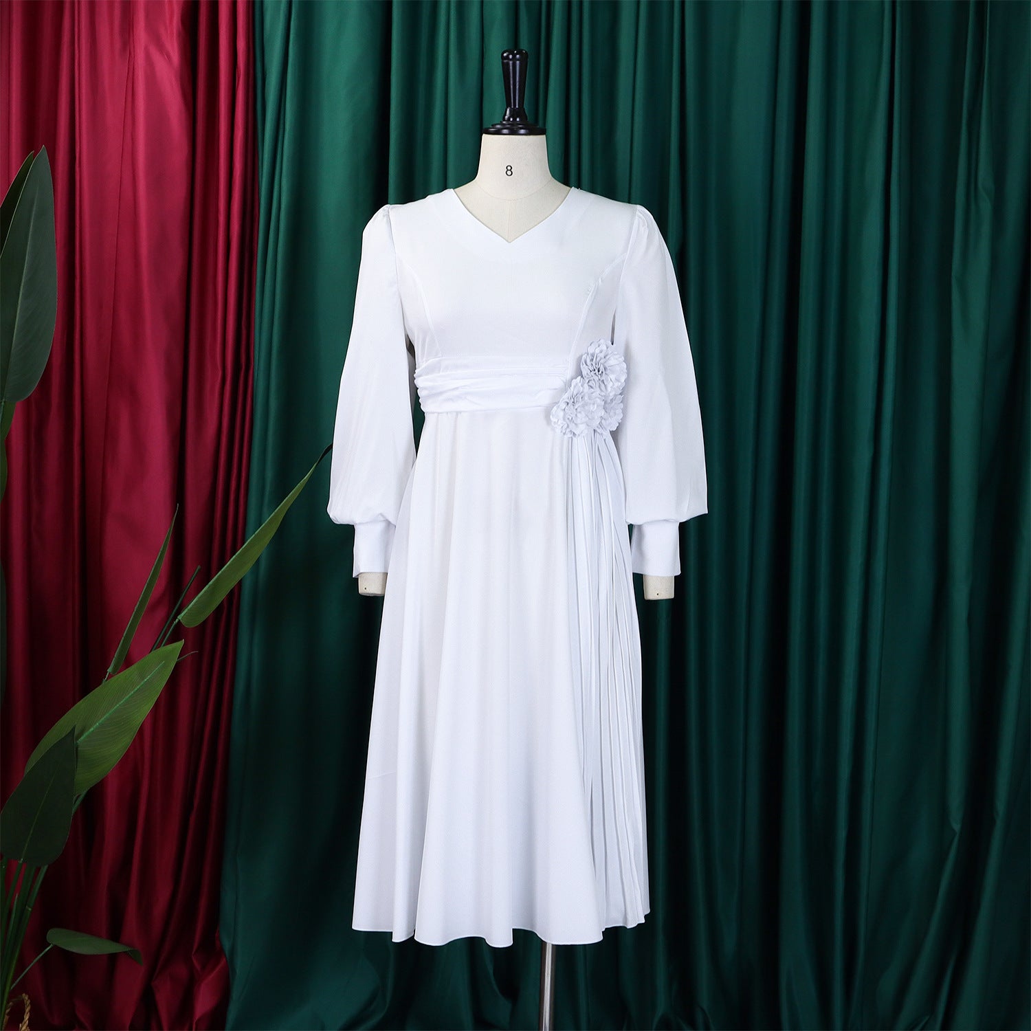 Plus Size Spring Elegant Solid Dress for Women 27