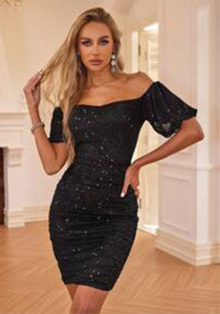 Women Sexy V-Neck Off Shoulder Party Bodycon Dress