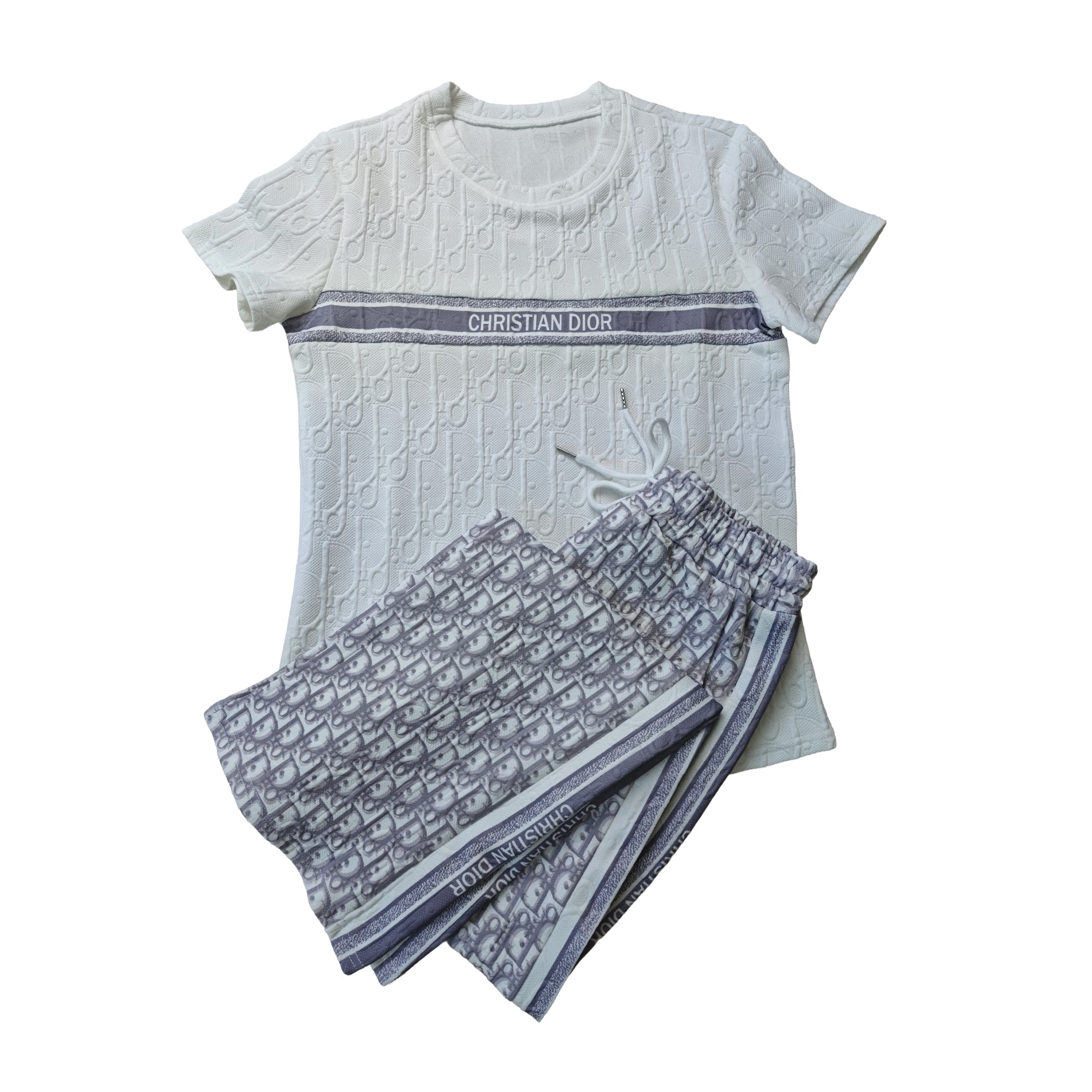 Women's Fashionable Loose Jacquard Short Sleeve Two-Piece Pants Set 8