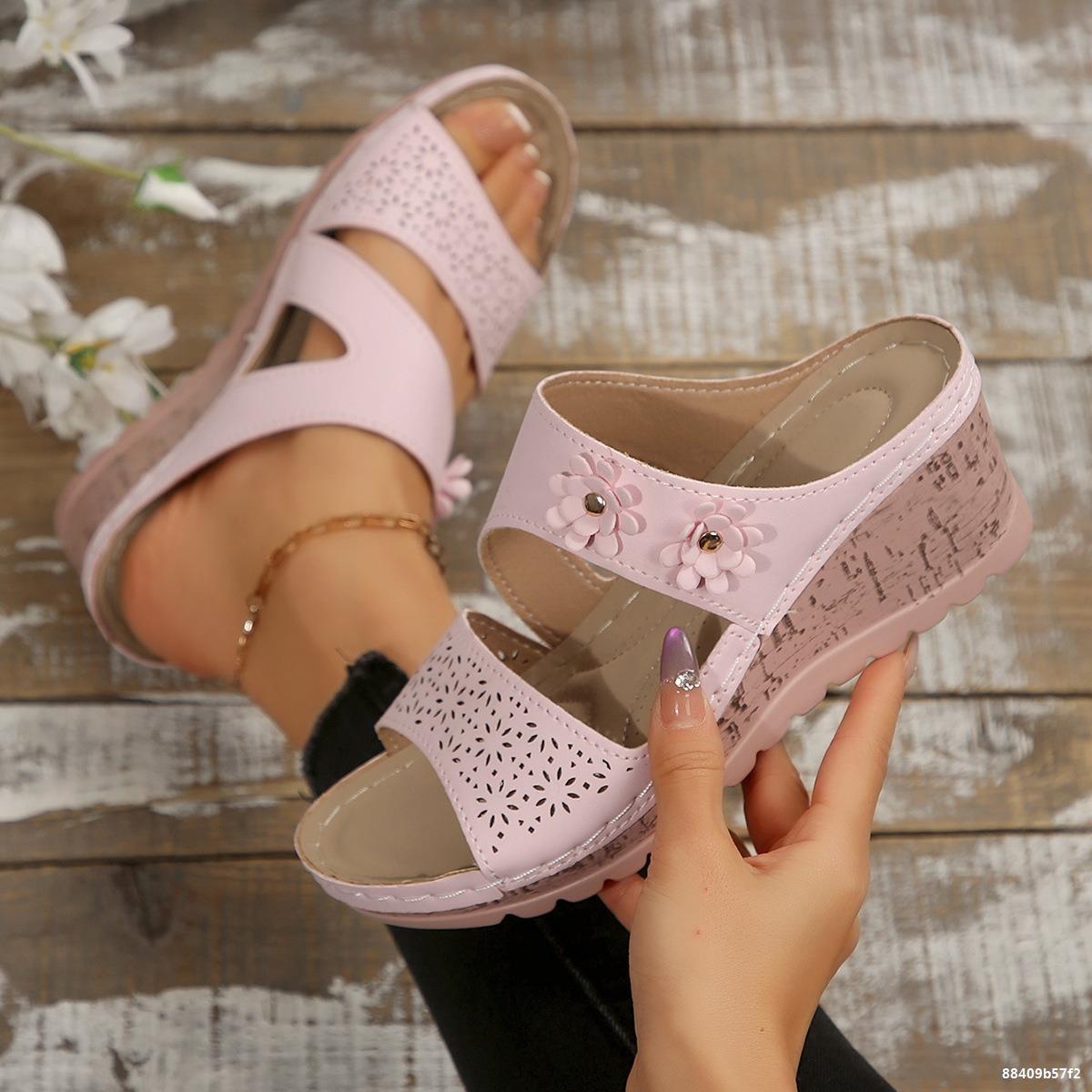 Plus Size women's stitching wedge heel sandals 10
