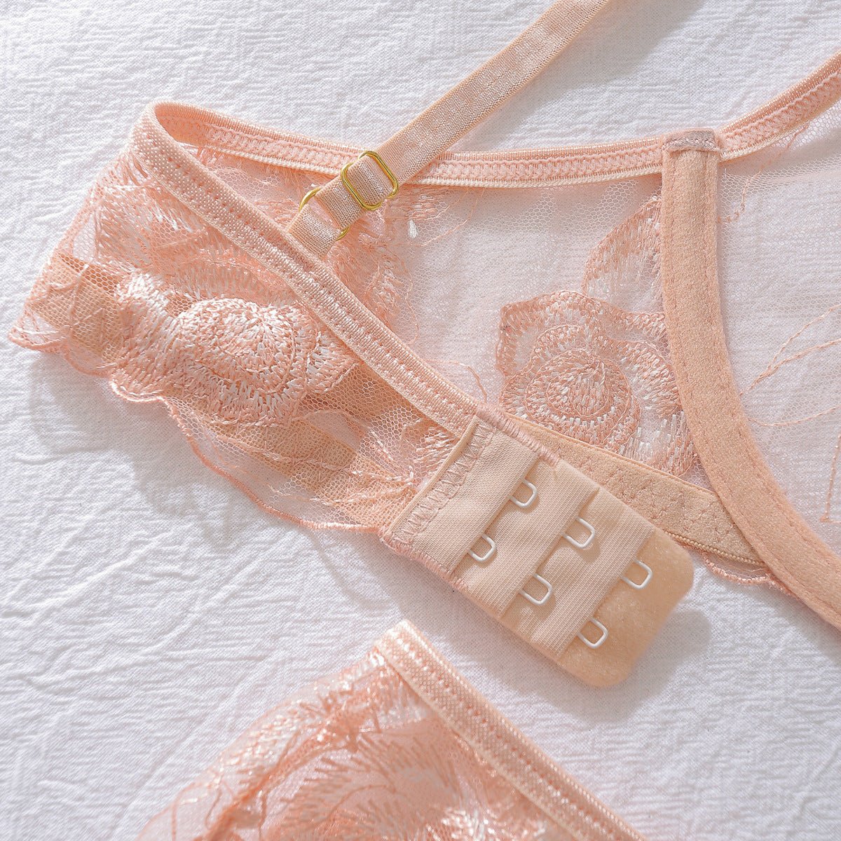 Floral Embroidered Corset Two Piece Lingerie Set - BamBam