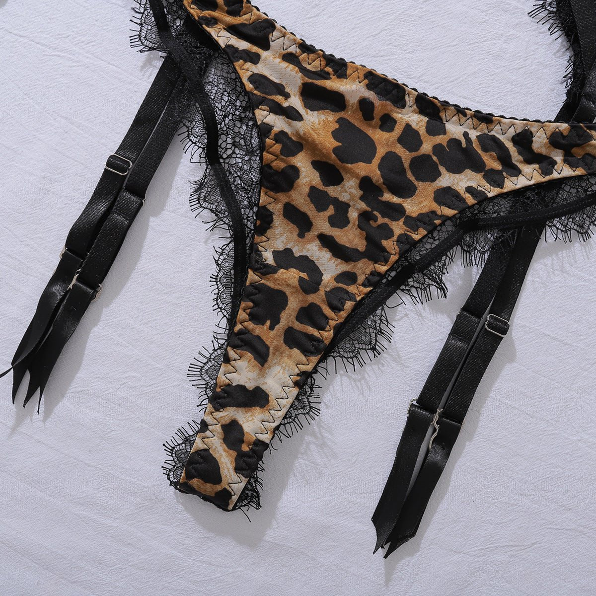 Leopard Print Sheer Glove Lingerie Set - BamBam