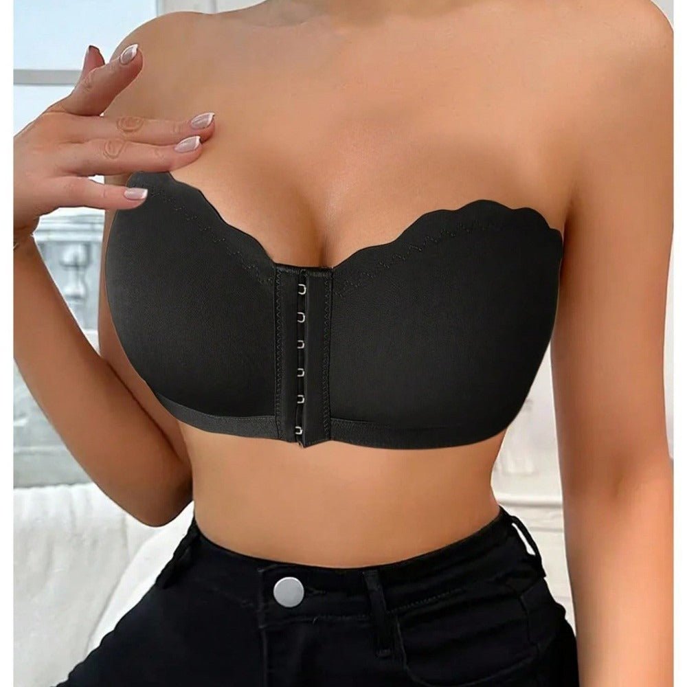 Plus Size Front Closure Bra Push - Up Chest Bustier Invisible Transparent Strapless One - Piece Bra Women - BamBam