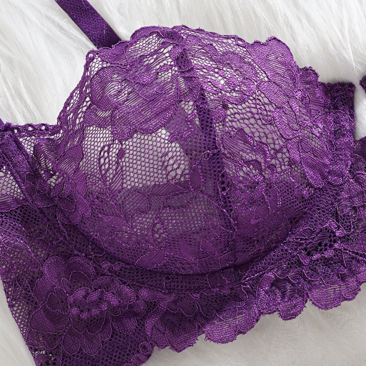 Purple Lace Corset Set with Gloves Sexy Two Piece Lingerie - BamBam
